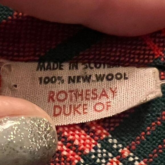 VTG Scottish Wool Plaid Tartan Tie Red Green White Clan Duke Rothesay Heritage - Picture 2 of 6